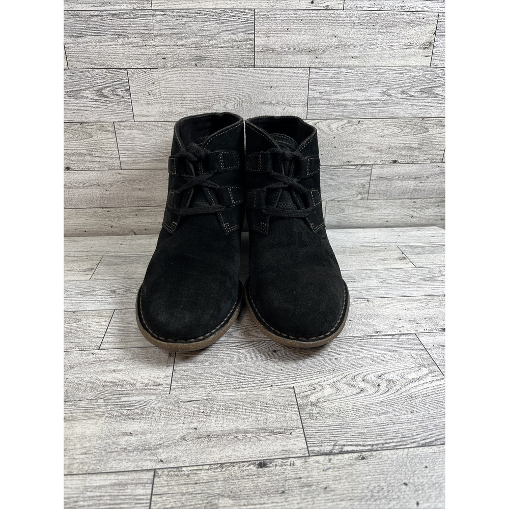 Clarks Carleta Lyon Black Suede Ankle Booties Heels Shoes Women Size 9M - Picture 2 of 10